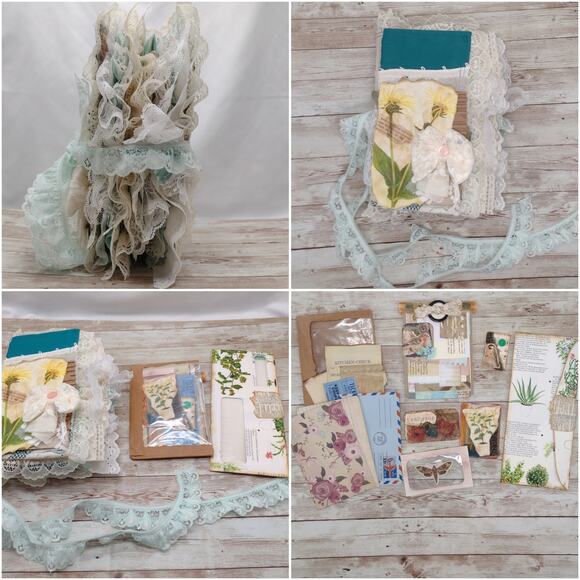 Turquoise Embellished Junk Journal: Flowers, Birds and Butterflies (Everything) - Picture 12 of 16